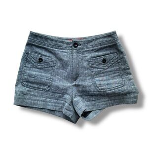 Anthropologie Cartonnier Forest Park Blue Gray Linen Blend Shorts Sz 0